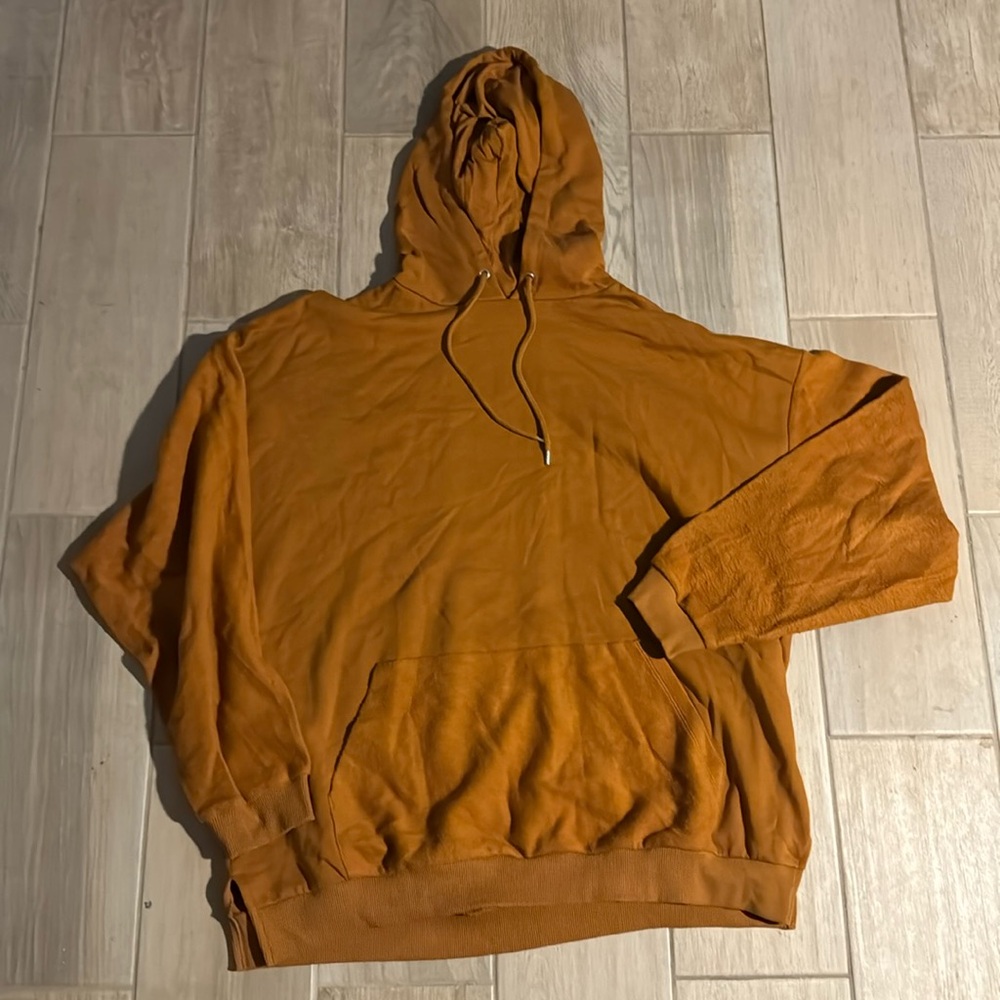 ASOS RARE mustard color multi texture hoodie with front pocket 3XL
